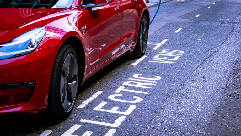 Electric Vehicle parked on a Road