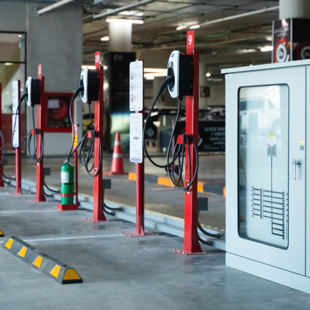 Electrical chargers for cars in a car park